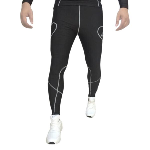 PLAYWAY Full Length Self Design Black Tights for Men