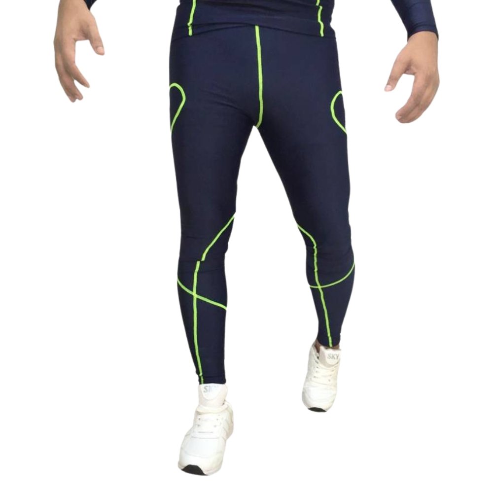 PLAYWAY Full Length Self Design Blue Tights for Men