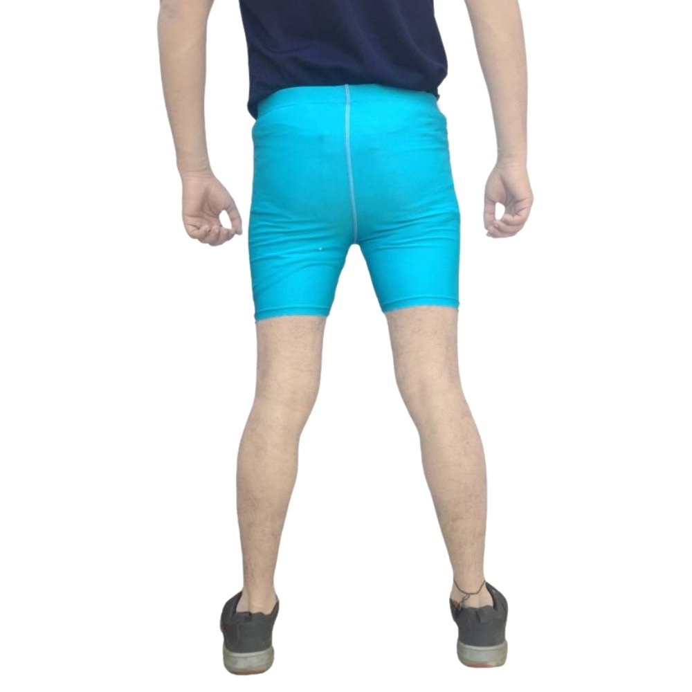 PLAYWAY Pack of 2 - Solid Black-Light Blue Skinny Fit Sports Shorts for MenWomen