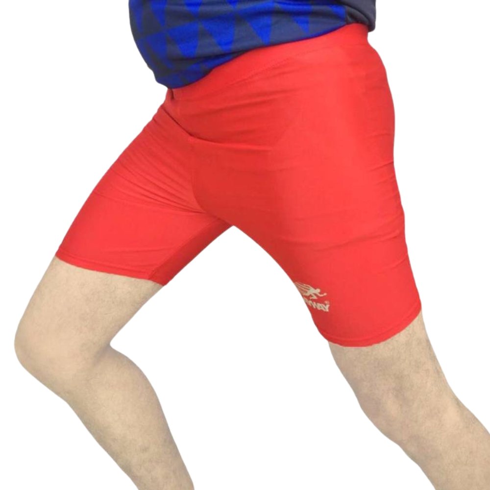 PLAYWAY Pack of 2 - Solid Black-Red Skinny Fit Sports Shorts for MenWomen