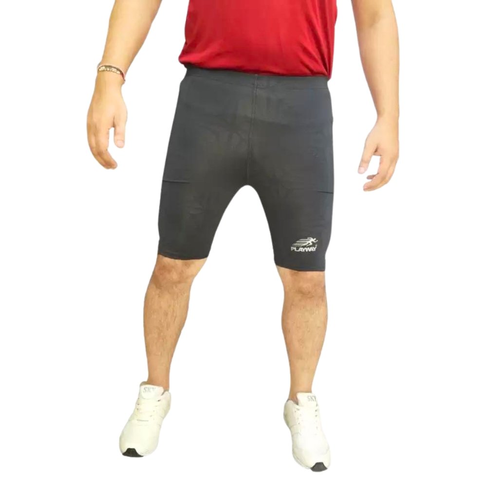 PLAYWAY Printed Dark Grey Skinny Fit Sports Shorts for Men