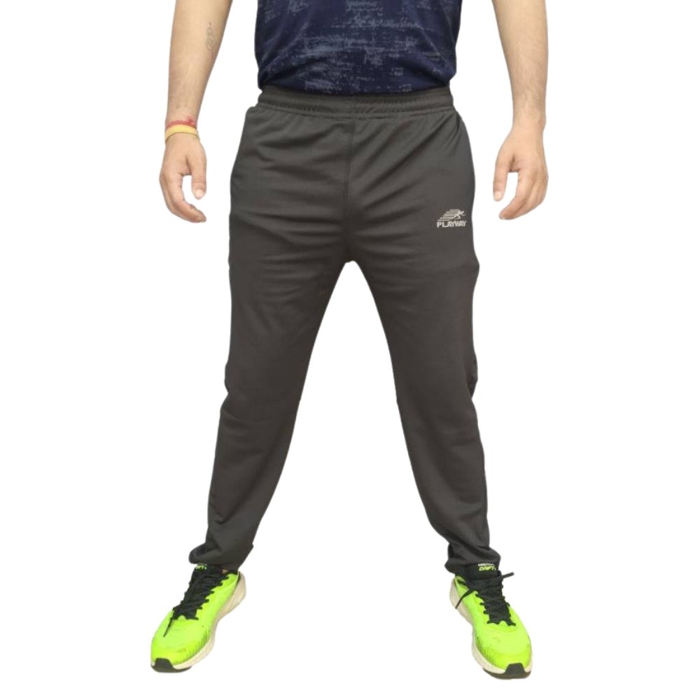 PLAYWAY Printed Grey Track Pants with Side Pockets for Men