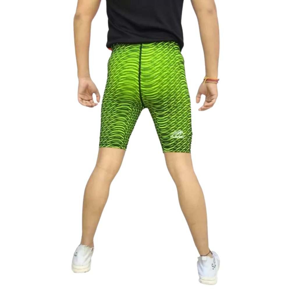 PLAYWAY Printed Light Green Skinny Fit Sports Shorts for Men