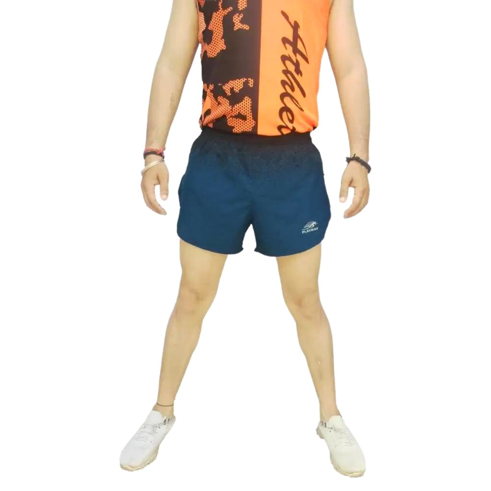 PLAYWAY Printed Dark Blue Regular Fit Sports Shorts for Men