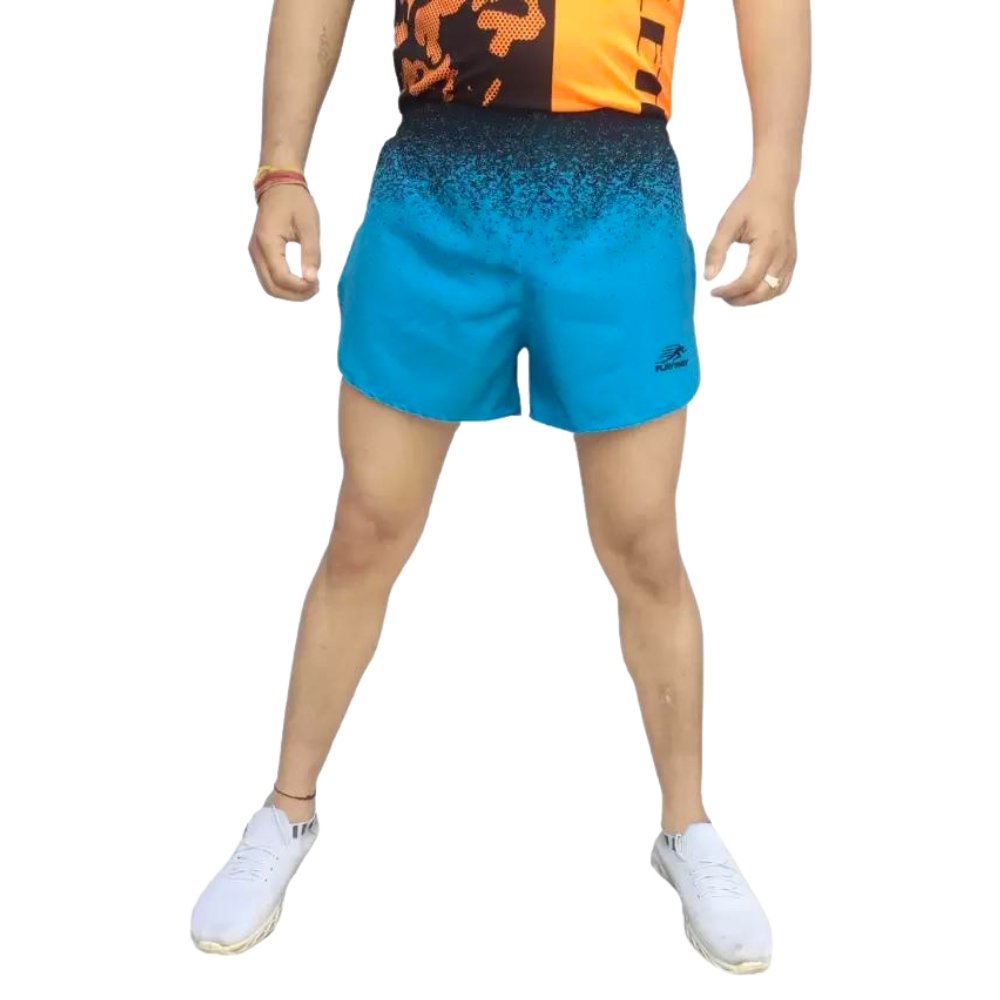 PLAYWAY Printed Light Blue Regular Fit Sports Shorts for Men