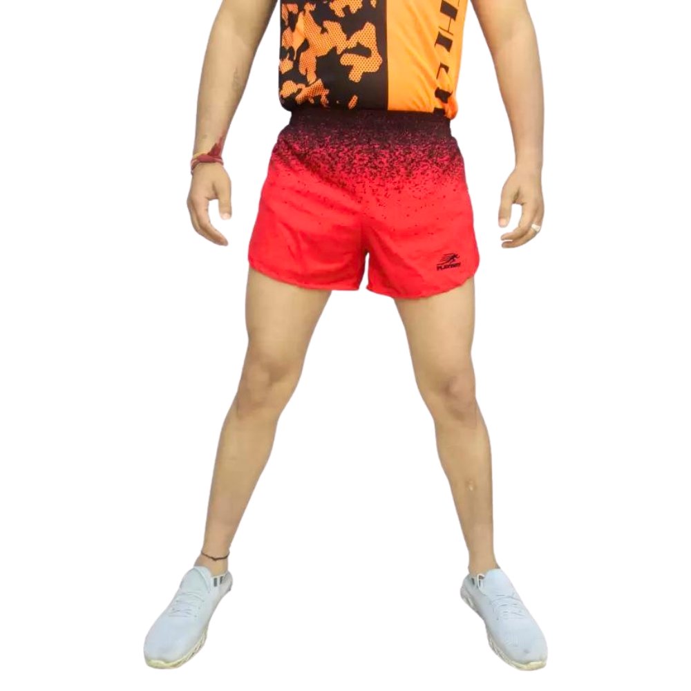 PLAYWAY Printed Red Regular Fit Sports Shorts for Men