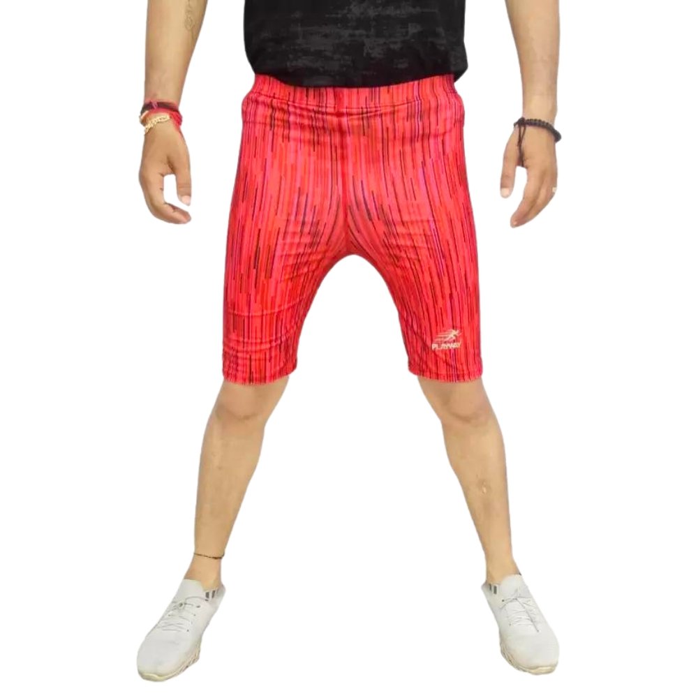 PLAYWAY Printed Red Skinny Fit Regular Shorts for Men