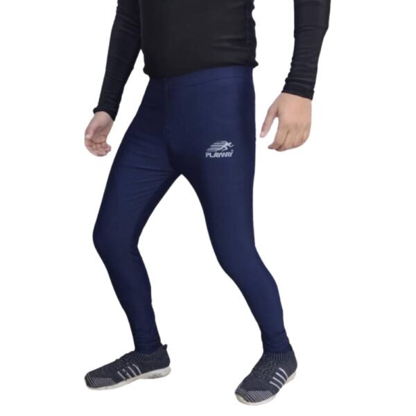 PLAYWAY Solid Blue Sports Tights for Men