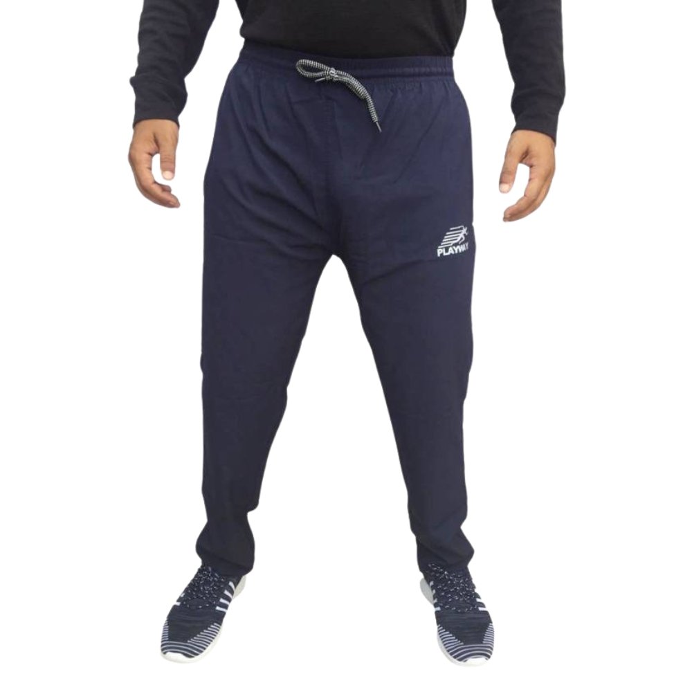 PLAYWAY Solid Blue Track Pants for Men