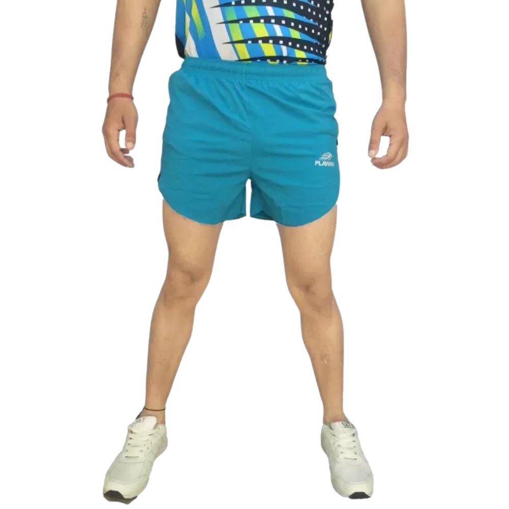 PLAYWAY Solid Light Blue Regular Fit Sports Shorts for Men