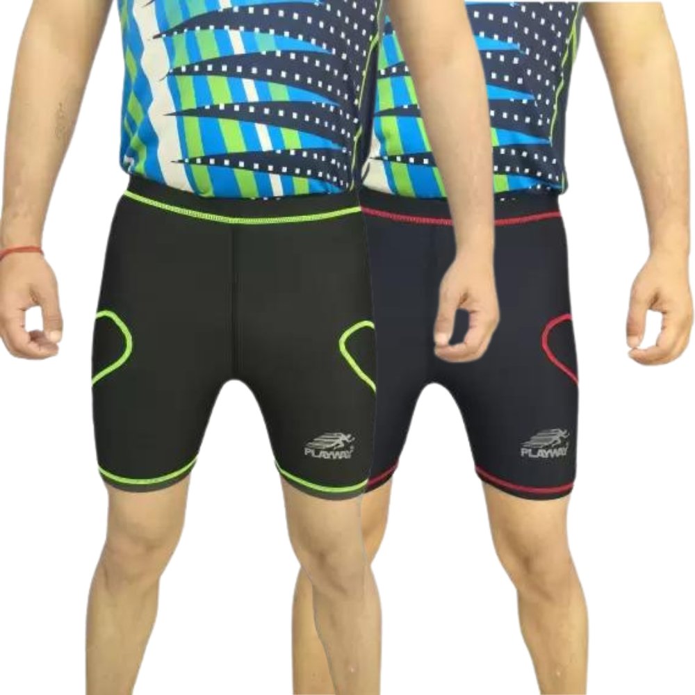 PLAYWAY Striped Black Skinny Fit Sports Shorts for Men – Pack of 2