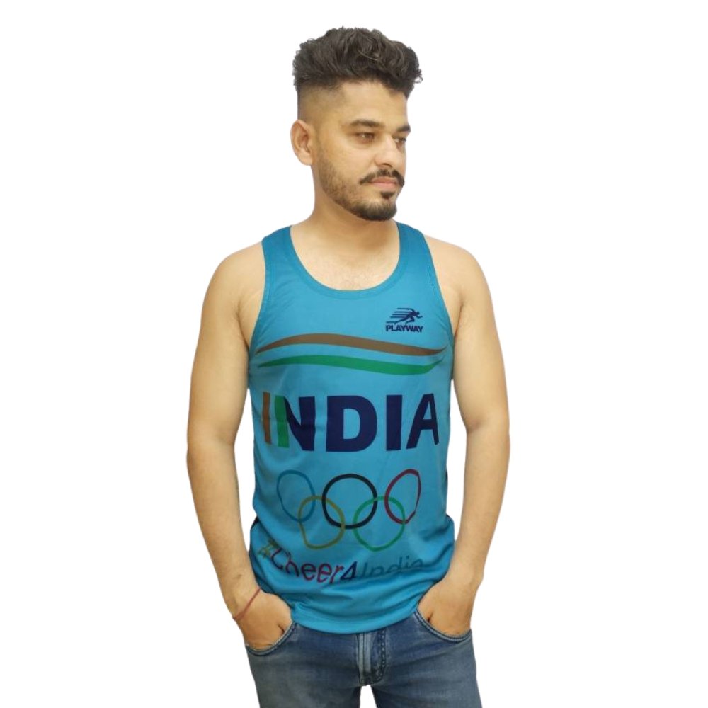 PLAYWAY Scoop Neck Sleeveless Vest for Men (Blue)