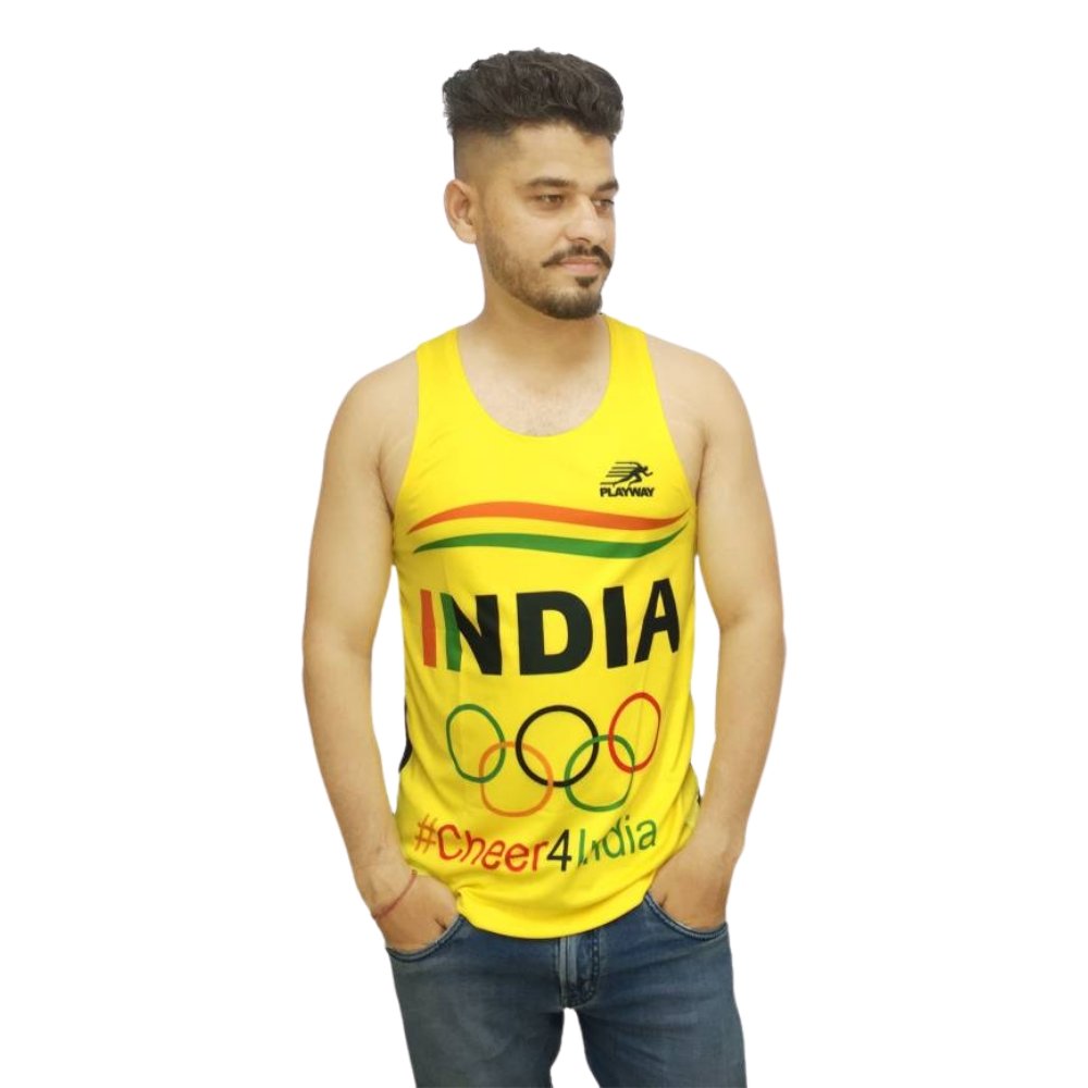 PLAYWAY Scoop Neck Sleeveless Vest for Men (Yellow)